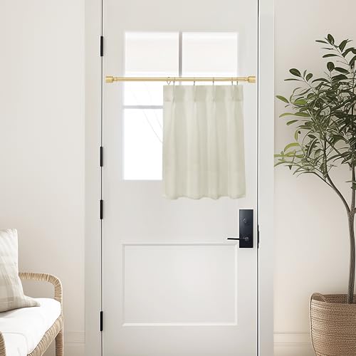 Lino Rosa Small Window Curtains 20 Inch - Pinch Pleat with Gold Clip Rings, Half Curtains for Kitchen, Bathroom & Laundry Room, 24" W x 20" L - color: Cream, size: 24"W x 20"L (Pack of 1)