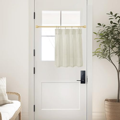 Lino Rosa Small Window Curtains 20 Inch - Pinch Pleat with Gold Clip Rings, Half Curtains for Kitchen, Bathroom & Laundry Room, 24" W x 20" L - color: Cream, size: 24"W x 20"L (Pack of 1)