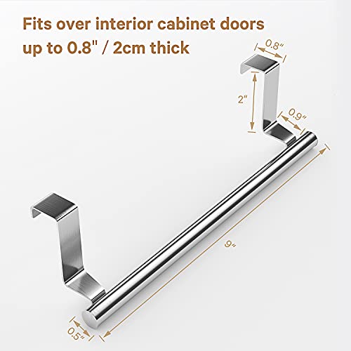 Stainless Steel Over Door Towel Rack Bar Holders for Universal Fit on Over Cabinet Cupboard Doors 2 Pack (Sliver) - color: Sliver