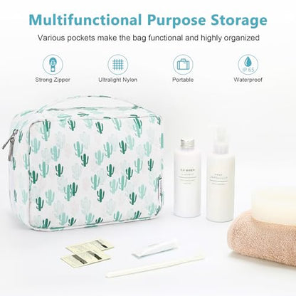 Mossio Hanging Toiletry Bag with Sturdy Hook - Large Portable Cosmetic Makeup Travel Organizer for Men & Women - color: Cactus