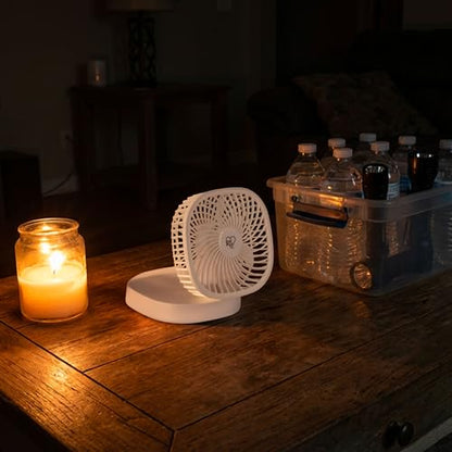 IRIS USA 5" Battery Operated Small Fan, 2 Speeds, D-Battery Powered, Compact Foldable Personal Fan, Portable Travel Mini Desk Fan, Home Office Bedside Picnic Camping Outdoor Use - color: White - Battery, style: Foldable