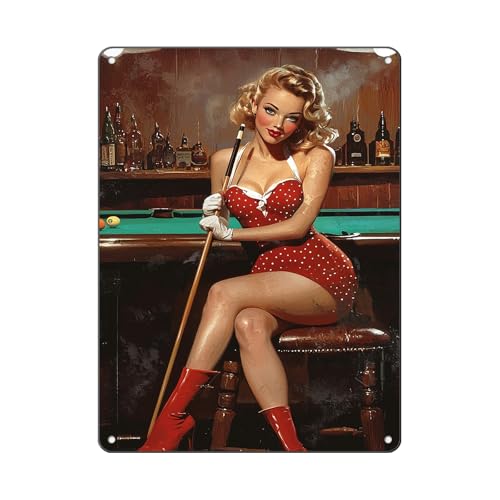 Vintage Metal Tin Sign Easy Eight's Pin Up Girl Retro Wall Plaque Bar Decor Rustic Garage Art Man Cave Billiard Room Tavern Wall Art 12 * 16in - color: Vintage Metal Sign 25, size: 30X40cm(12*16in)