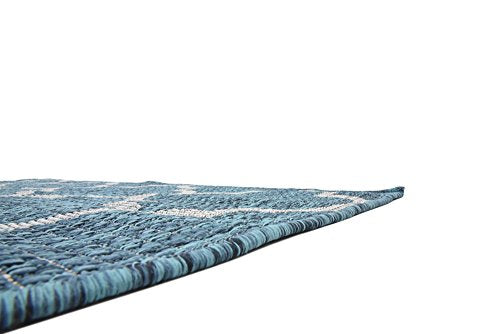 Unique Loom Outdoor Trellis Collection Area Rug (4' 1" x 6' 1" Rectangle, Teal/ Gray) - color: Teal/Gray, size: 4'1" x 6'1" (Rectangular)