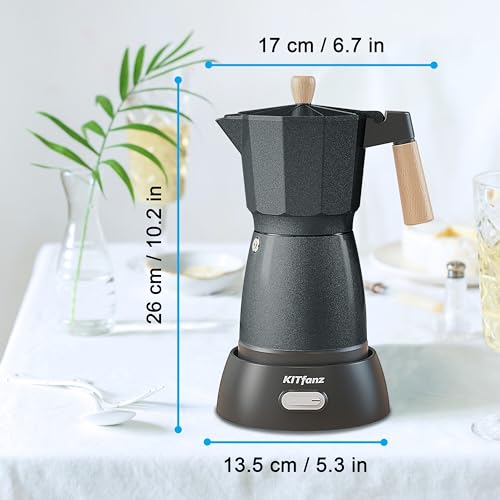 Electric Espresso Coffee Maker, Italian Coffee Pot, Electric Moka Pot, Cuban Coffee Maker, Portable Cafeteras Electricas Espresso Makers with Detachable Base 3 or 6 Cup (Bright Grey) - color: Bright Grey