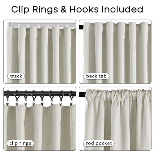 86 Inch Blackout Curtains, Thermal Insulated Linen Drapes for Bedroom Living Room, 52'' W x 86'' L, 2 Panels Set, Greige Beige - color: Greige, size: 52"W x 86"L (Pack of 2)