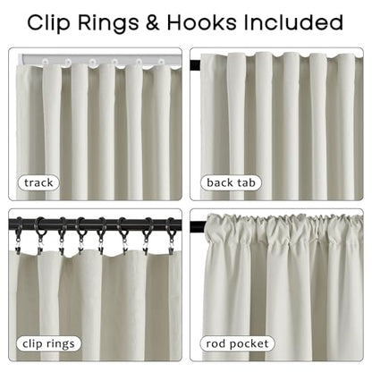 105 Inch Blackout Curtains, Faux Linen Back Tab Thermal Insulated Drapes for Living Room Bedroom, 2 Panels Set, 52" W x 104" L, 104 Inch Long Curtains, Greige Beige - color: Greige, size: 52"W x 104"L (Pack of 2)