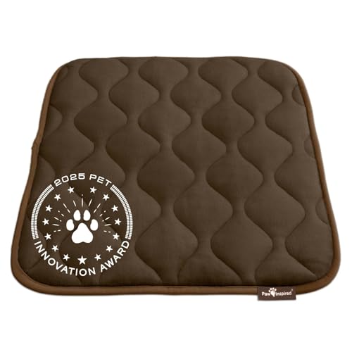 Paw Inspired Washable Padded Crate Mats for Dogs | 23" x 17" Pad, Fits 24-inch Kennels | Leakproof, Waterproof Bottom, Plush Pet Beds (Dark Brown) - color: Dark Brown, size: 24 Inch
