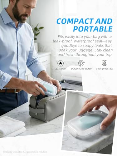 Silicone Compact Leakproof Travel Soap Case (Clear | Soap Holder Travel with Drainage Layer, Portable Bar Soap Holder for Gym, Camping & Bathroom, Soap Box Container Toiletries - color: Clear