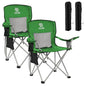 Elevon Camping Chair, Portable Folding Outdoor Chair with Arms, Cup Holder and Carry Bag - color: Green-2 Pack