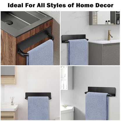 Livabber Self Adhesive Hand Towel Holder- 304 Stainless Steel Hand Towel Bar for Bathroom Kitchen Stick on Wall, Towel Ring No Drilling, 9 Inch (Black) - color: Black