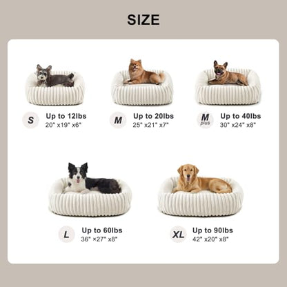 FURTIME Dog Bed Medium Size Dog, Washable Orthopedic Pet Bed with Removable Cover, Rectangle Soft Calming Sleeping Puppy Bed Durable Pet Cuddler with Anti-Slip Bottom, Cream, M Plus (30"x24"x8") - color: Cream, size: M Plus (30"x24"x8")
