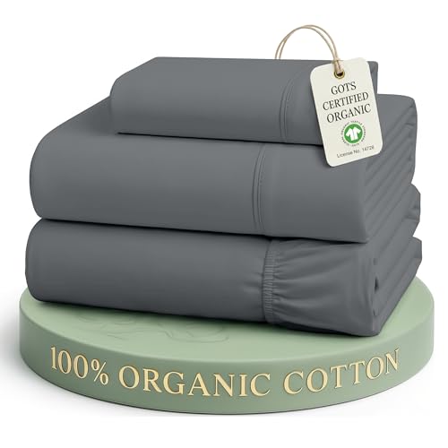 LANE LINEN Twin Bed Sheets 100% Organic Cotton Soft 3pc Percale - Charcoal | Twin Sheet Set, GOTS Certified Organic Cotton Percale - Crisp Hotel-Style Feel, Soft From The First Wash, Great For Gifting - color: Charcoal, size: Twin
