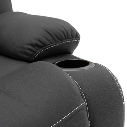 Camper Comfort 58" Wall Hugger Reclining RV Theater Seats | Double Recliner RV Sofa | RV Couch | Wall Hugger Recliner | RV Theater Seating | RV Furniture (Manual, Black w/White Stiching) - color: Black W/ White Stiching, style: Manual
