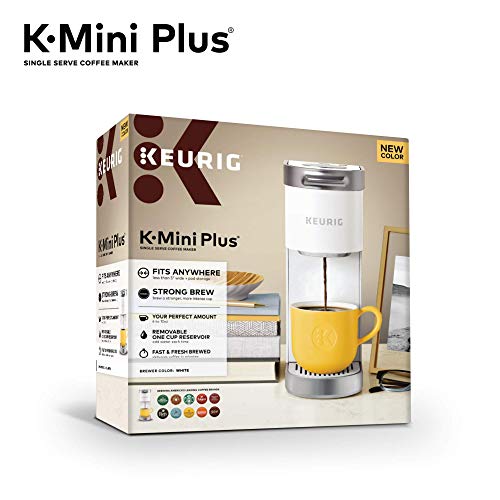 Keurig K-Mini Plus Single Serve K-Cup Pod Coffee Maker, with 6 to 12oz Brew Size, Stores up to 9 K-Cup Pods, Travel Mug Friendly, Matte White - color: White