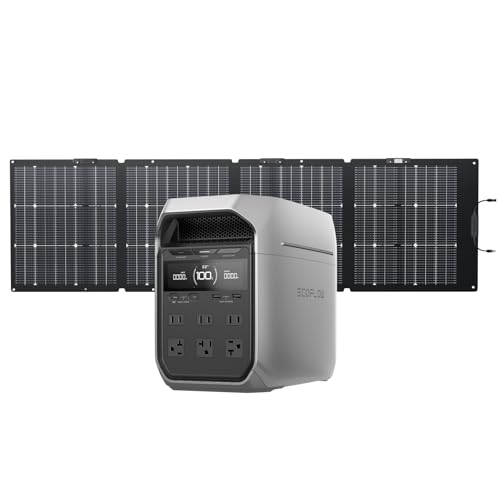 EF ECOFLOW Solar Generator DELTA 3 Plus with 220W Bifacial Solar Panel, 1000W Solar Input, LFP(LiFePO4) Battery, Portable Power Station for Home Backup Power, Camping & RVs - style: DELTA 3 Plus with 220W