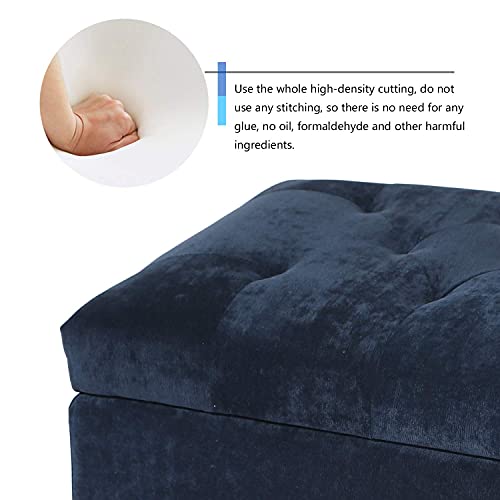 Joveco 24" Ottoman with Storage for Living Room Rectangular Fabric Tufted Bench Footrest (Dark Blue) - color: Dark Blue