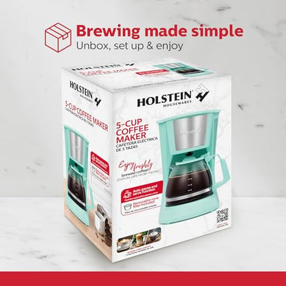Holstein Housewares HH-0914701I 5-Cup Coffee Maker, Mint, 9.8x10x5.7 - color: Mint, size: 5 Cup
