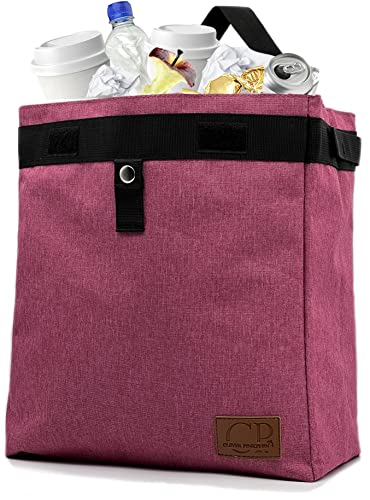 Car Trash Can Hanging for Headrest, Extra Large Waterproof Auto Garbage Bag Organizer, Collapsible Vehicle Waste Bin, Backseat and Side Door (Pink) - color: Pink