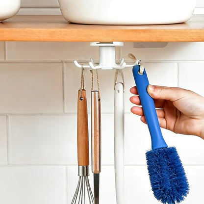 Grey Under Cabinet Kitchen Utensil Hook, 360° Rotating Utensils Hanger Hook for Kitchen and Bathroom Hanging Rack for Tools/Towel/Knife/Scoop - color: Grey-1 PCS