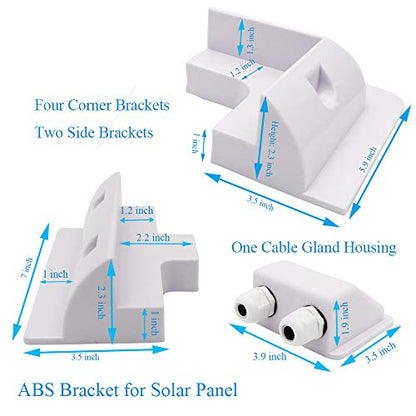Solar Panel Mounting Brackets ABS Corner Bracket Kit 7PCS, Drill-Free Widely Used on Roofs of RV, Caravans, Vehicles, Camper Vans, Sheds, Garages, Deck of Boats, White - color: White