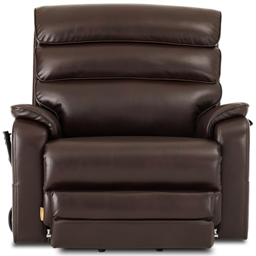DYNOX 500LBS Heavy Duty Big and Tall Power Lift Recliner Chair, Extra Wide Tri-Motor Lift Chair with Reinforced Steel Frame, Extended Footrest, Heat Massage, 9398L, Faux Leather, Brown - color: Faux Leather Brown, size: Extra Large - Big & Tall