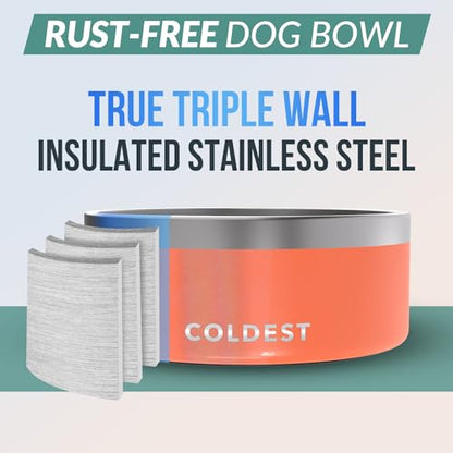 Coldest Dog Bowl - Anti Rust Metal, Non Slip, 3 Layers Insulated Stainless Steel Dog Bowls - Spill Proof & Heavy Duty - Water Bowl for Dogs, Cats & Pets, Dish Washer Safe (100 oz, Candy Red Glitter) - color: Candy Red Glitter, size: 100 oz