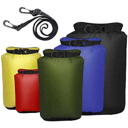 Pimoys 5 Pack Waterproof Dry Sacks, Lightweight Outdoor Dry Bags 20L /12L / 10L/ 6L/ 3.5L Ultimate Dry Bags for Kayaking Camping Rafting Boating - color: Multicolor