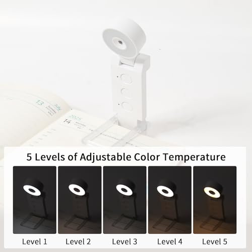 Book Light,USB Rechargeable Clip-On Reading Light,30 Adjustable Modes,Eye-Caring,Flashlight with Timer, Perfect for Book Lovers/Travel(White, Round) - color: White, size: Round