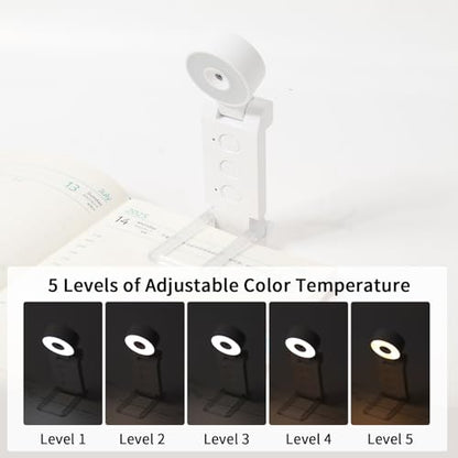Book Light,USB Rechargeable Clip-On Reading Light,30 Adjustable Modes,Eye-Caring,Flashlight with Timer, Perfect for Book Lovers/Travel(White, Round) - color: White, size: Round