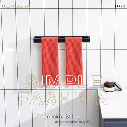 KOKOSIRI Towel Bar Matte Black Bath Towel Holder 16-Inch Kitchen Rack Stainless Steel for Bathroom Hardware Wall Mounted, 1 Pack B4008BK-L16 - color: Matte Black, size: 16-Inch