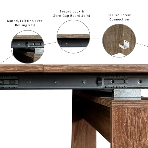 Extendable Dining Table, Transformer Extra Console Table for 1-12 People, Folding Space Saving Dining Room Table for Homes, Apartments, Walnut - color: A1 Walnut