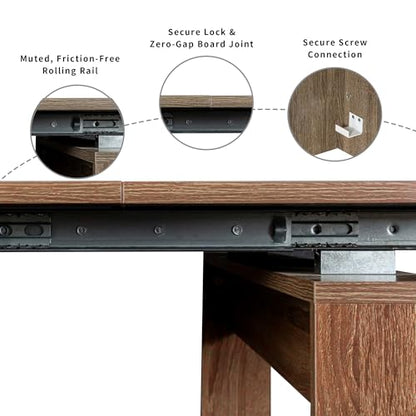 Extendable Dining Table, Transformer Extra Console Table for 1-12 People, Folding Space Saving Dining Room Table for Homes, Apartments, Walnut - color: A1 Walnut
