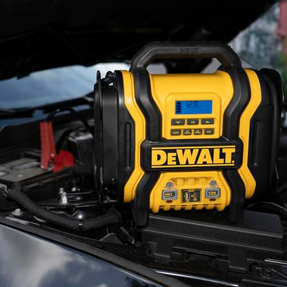 DEWALT DXAEPS14 2000 Peak Battery Amp 12V Automotive Battery Booster Jump Starter/Power Station with 120 PSI Compressor, 500W AC Power Inverter, and 15W USBa & 25W USB Ports