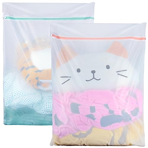 2 Pack Delicates Bag for Washing Machine, 31 x 23 inch Oversize Fine Mesh Laundry Bags for Lingeries, Sweaters, Bed Sheet, Stuffed Toys - color: White, size: L (31"x23")