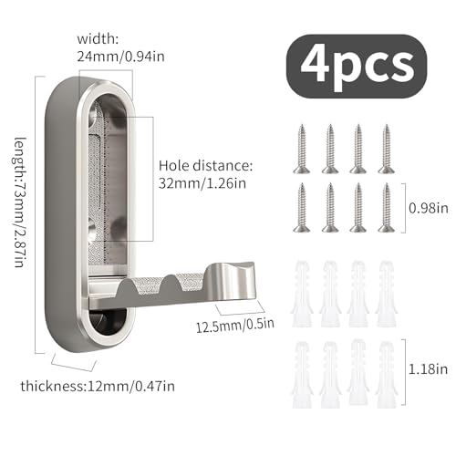 4Pcs Foldable Wall Hooks, Zinc Alloy Folding Hook Silver, Heavy Duty Folding Coat Hooks Wall Mounted for Hanging Coat Towels Bags Keys (Silver, 4 Pack) - color: Silver, size: 4 Pack