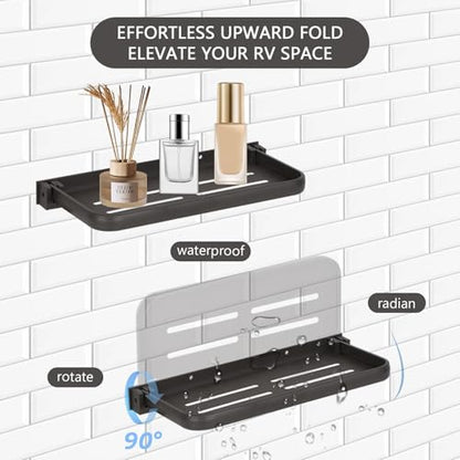Tefola RV Aluminum Foldable Wall Rack, Hidden Wall Mount Folding Shelf, 44 Pounds Weight, Must-Have Accessory for Campers, Versatile Floating Storage for Interior Organization and Space Saving