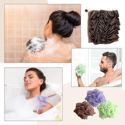 3 Pcs Soap Bar Loofah, 2 in 1 Bar Soap Loofah Pouch Can Hold Soap Effective Exfoliation for Bathing (Green+ Coffee Brown+ Purple) - style: Green+ Coffee Brown+ Purple