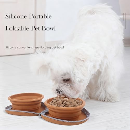 Collapsible Dog Bowls,2-in-1 Pet Bowls with Zipper Carrying Case and Carabiner Clip for Traveling Hiking Camping Walking,Light Green - color: Light Green
