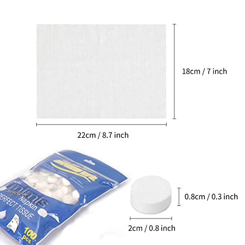 Classycoo Compressed Towel 100 PCS Mini Tablets Disposable Portable Face Towel Cotton Coin Tissue for Travel, Camping, Hiking, Sport, Home Hand Cloths&Other Outdoor Activities (Blue) - size: 1 Count (Pack of 100), style: Large (Blue)