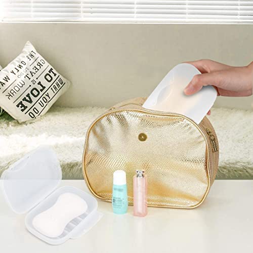 2 Pack Travel Soap Case, Portable Travel Soap Container Bar Soap Holder Case, Airtight Soap Box Tray for Shower Bathroom Outdoor (Clear) - color: Clear-middle