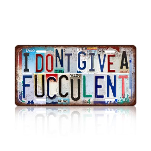 Vintage Wall Decor I Don't Give A Fucculent License Plate | Metal Sign Tin Signs - color: plate-A-05