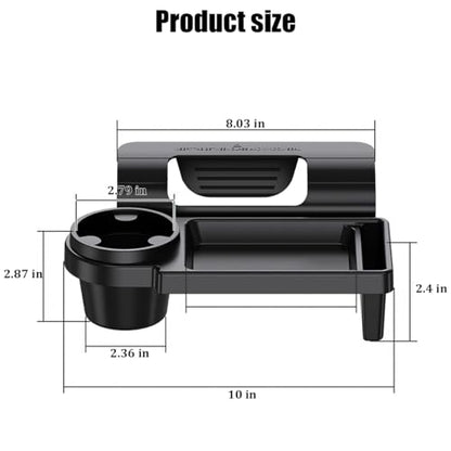 Zpana Car Window Organizer, Multifunctional Vehicle Door Side Hanging Rack with Cup Holder Tray Phone Mount, Automotive Window Storage Organizer Accessories, Universal for Trailer RV Truck