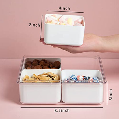 2Pack Divided Veggie Tray with Lid Snackle Box Serving Container Salad Keeper with 4 Removable Boxes Stackable Refrigerator Organizer Bins Produce Saver for Meal Prep Fruit - size: 2 Pack