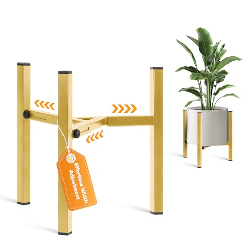 Plant Stand Indoor Adjustable, Metal Modern Indoor Plant Stand, Heavy Duty Plant Stands Outdoor Corner, Stable Plant Holder, Fits 8 to 12 Inches Pots, Gold, 1 Pack, Pot & Plant Not Included - color: Gold, size: 1 Pack