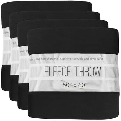 (24 Pack) Bulk Fleece 50x60 Throw Blankets for Wedding Favors, Homeless Women, Men, Homes, Bed, Sofa, Couch, Office, Pet Blankets, Travel | Soft Warm Lightweight Throw Blankets in Bulk (Black) - color: Black