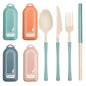 4Pack Folding Cutlery Set with Case, Travel Foldable Collapsible Portable Wheat Spoon Fork Straw Utensil Tableware for Picnic Camping
