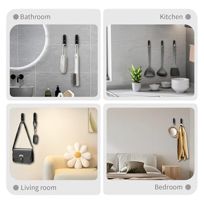 6PCS Foldable Wall Hooks, Zinc Alloy Flip Down Hooks, Retractable Wall Hooks for Bathroom, Entryway, Hanging Coats Hats Bags Keys (Gray) - color: Gray, size: 6 Hooks