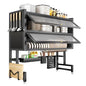 4-Tier Dish Drying Rack with Cover – Above Sink Kitchen Storage Rack, Large Space-Saving Shelf for Dishes, Glasses, Bowls & Cutlery, Black (W-38'') - size: W-38''