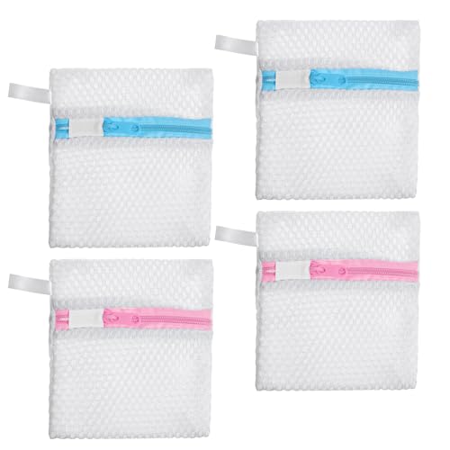 4 Pcs Anti-Sticking Laundry Pod Bags, Small Mesh Scent Beads Laundry Bags with Zipper Portable Washing Machine Wash Storage Bags for Pods Scented Beads