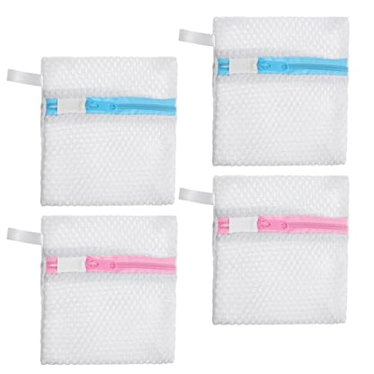 4 Pcs Anti-Sticking Laundry Pod Bags, Small Mesh Scent Beads Laundry Bags with Zipper Portable Washing Machine Wash Storage Bags for Pods Scented Beads